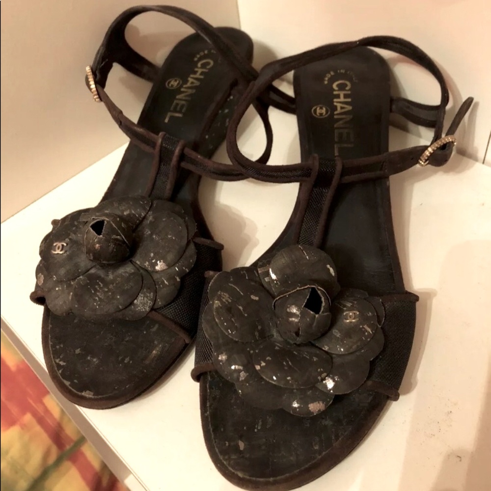 Chanel Wedge Sandals Size 38.5